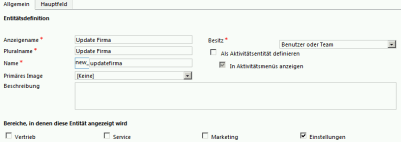 Neue Entitaet name